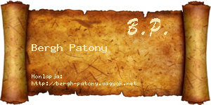 Bergh Patony névjegykártya